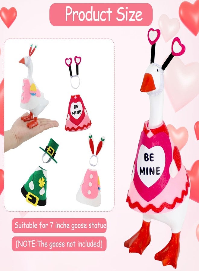YGEINIT 6 PCS 7 Inch Desk Goose Outfits, Valentine's Day, Easter and St. Patrick's Day Desk Goose Costumes Accessories, Spring Holiday Decor for Magnetic Desktop Goose Statues Office and Home Table - Image 2